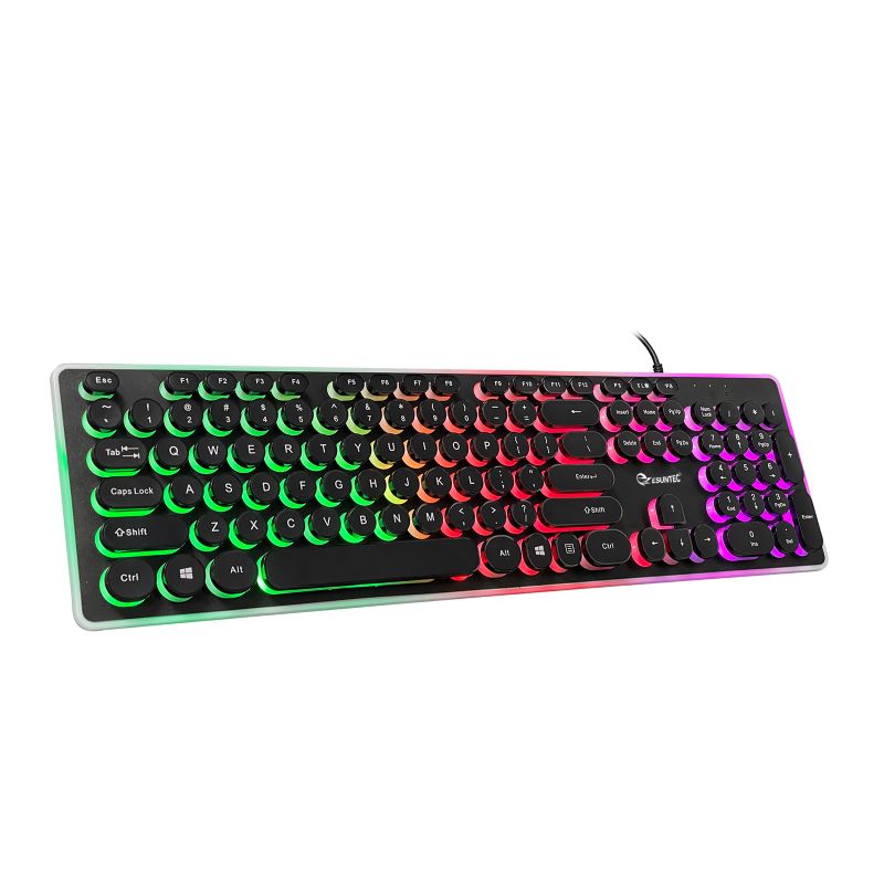 Retro Style KBL-103RU Gaming Keyboard Round Keys with Mechanical Feel and Transparent  Finish for Gamers Students Office